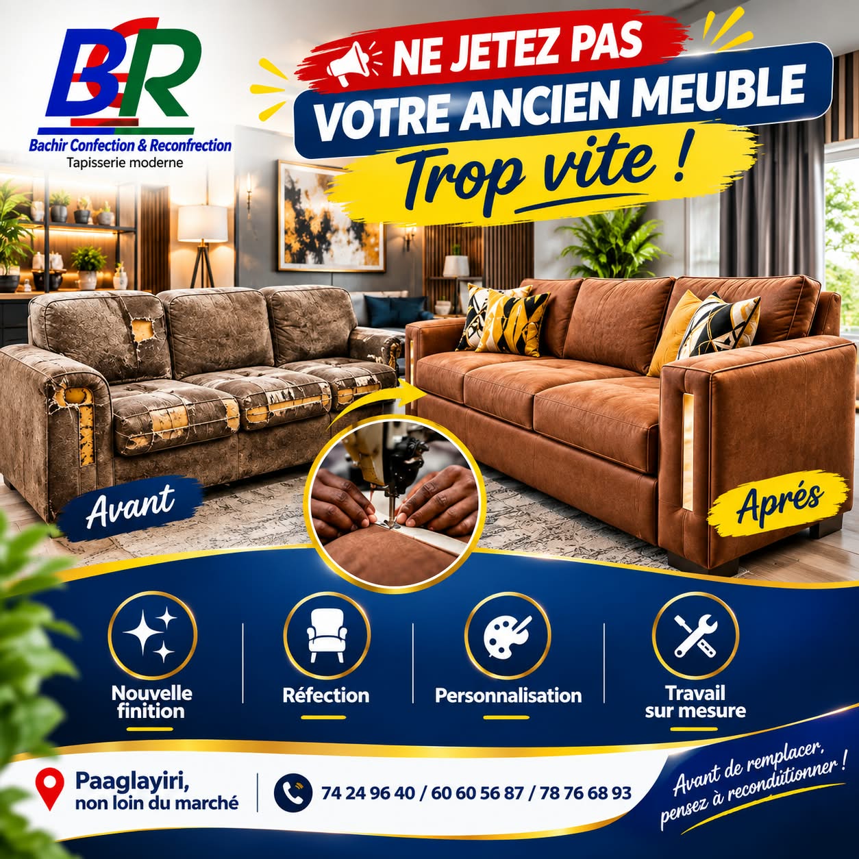 🛋️ Reconfection de meubles – Donnez une seconde vie à votre salon