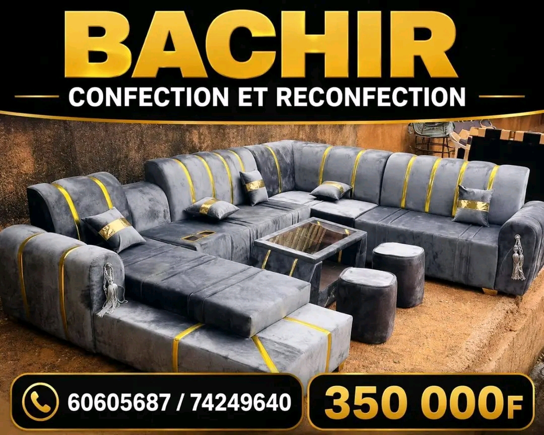 🛋️ Salon d’angle premium gris & or