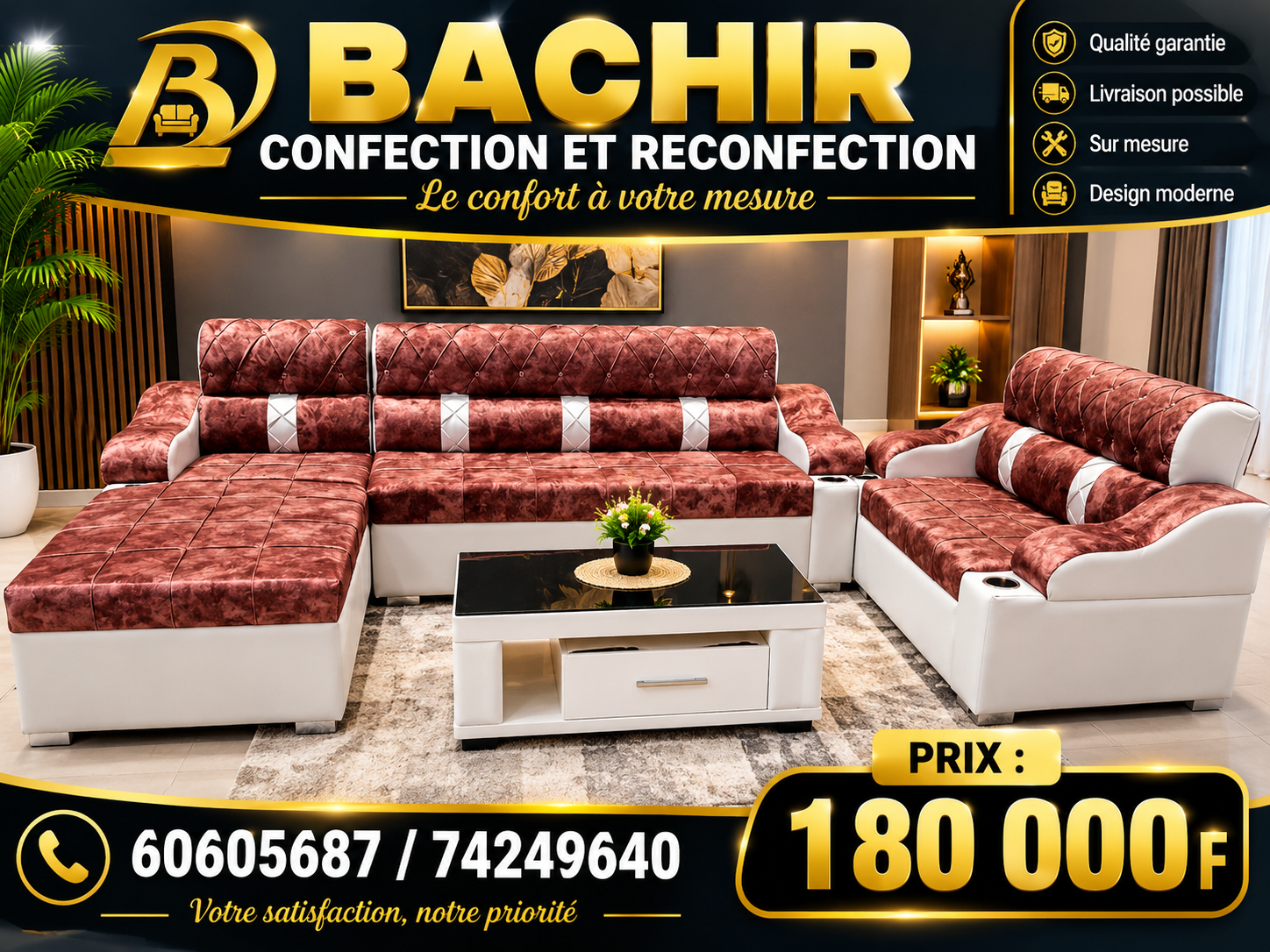 🛋️ Salon d’angle moderne – Bachir Confection & Reconfection