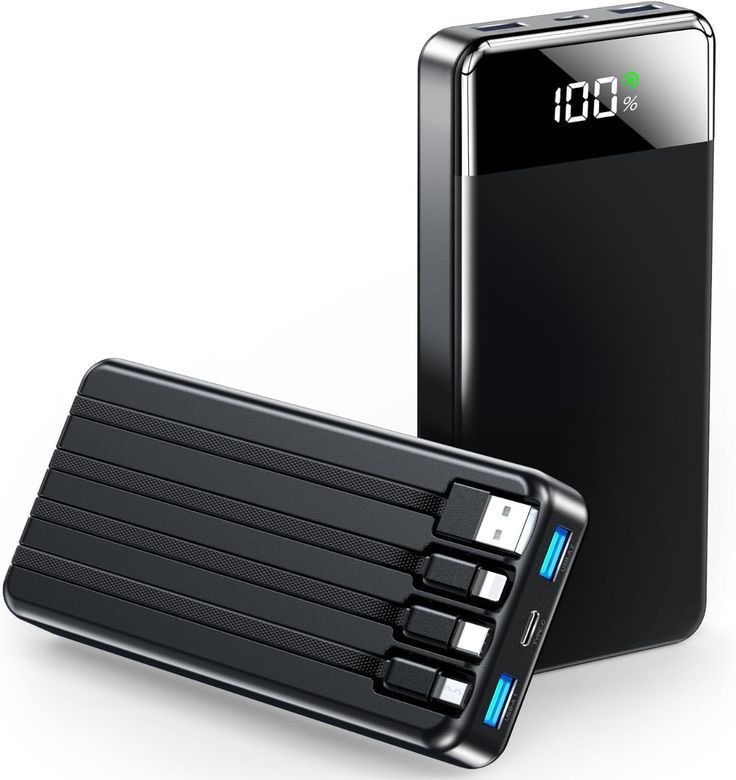 Power Bank 4-en-1 avec câbles intégrés – Affichage numérique — Afrishop Boutique